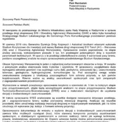 Jest odpowiedź Ministerstwa Infrastruktury na Apel Rady Miejskiej w Radzyminie