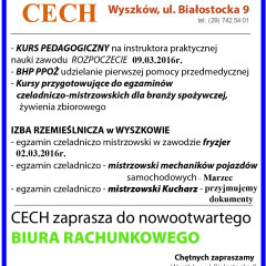 Cech Wyszków, ul. Białostocka 9 Zaprasza