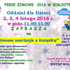 Ferie Zimowe 2016 w Bibliotece